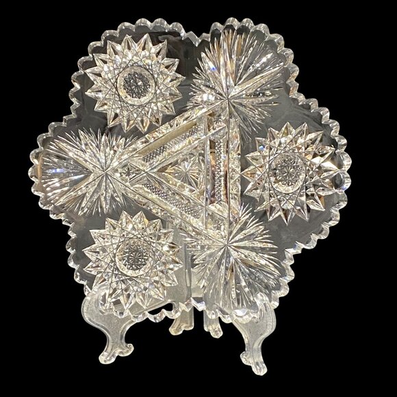 Antique ABP American Brilliant Cut Glass Mayonnaise Plate 6” Dish Serving Piece - Picture 1 of 15